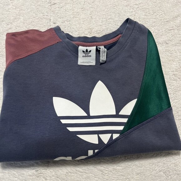 Adidas Originals M Trefoil Bold Club Spliced Tricolor Tee Blue Green Red Shirt - Picture 13 of 13